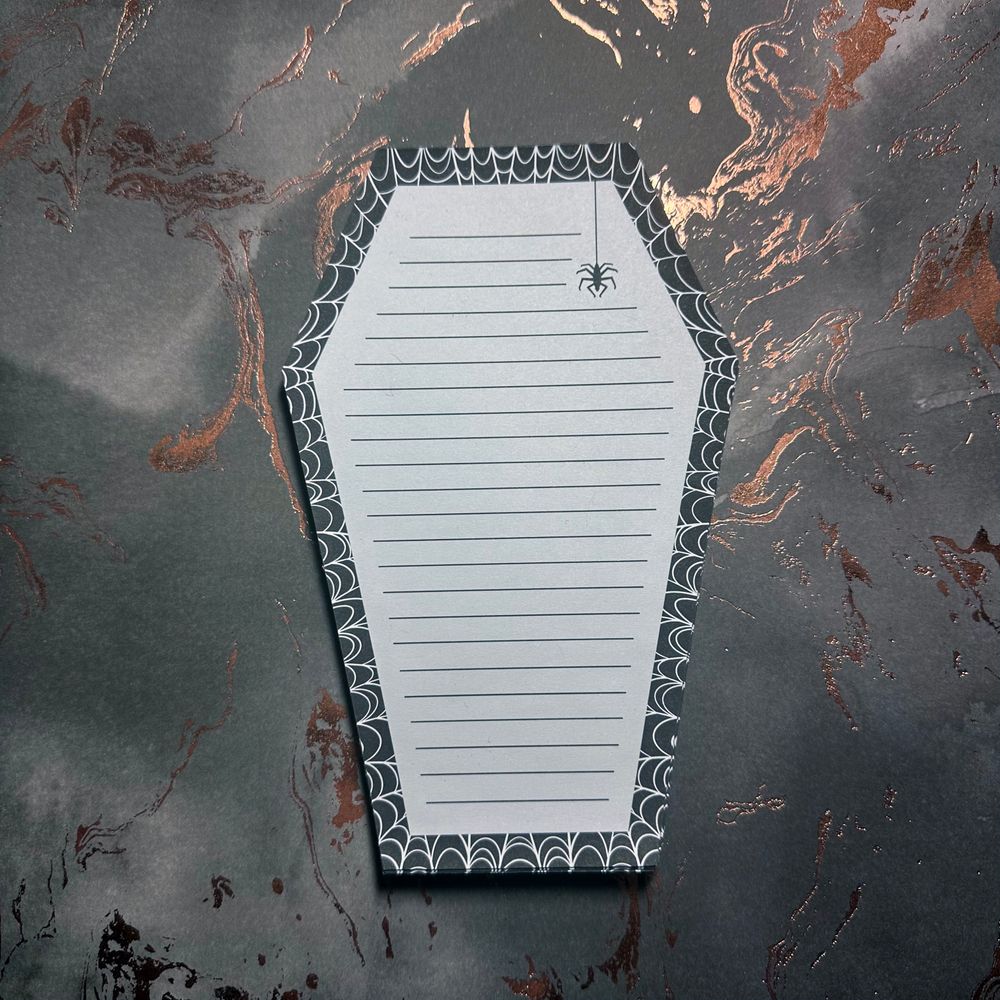 Spiderwebs Coffin Shaped Notepad